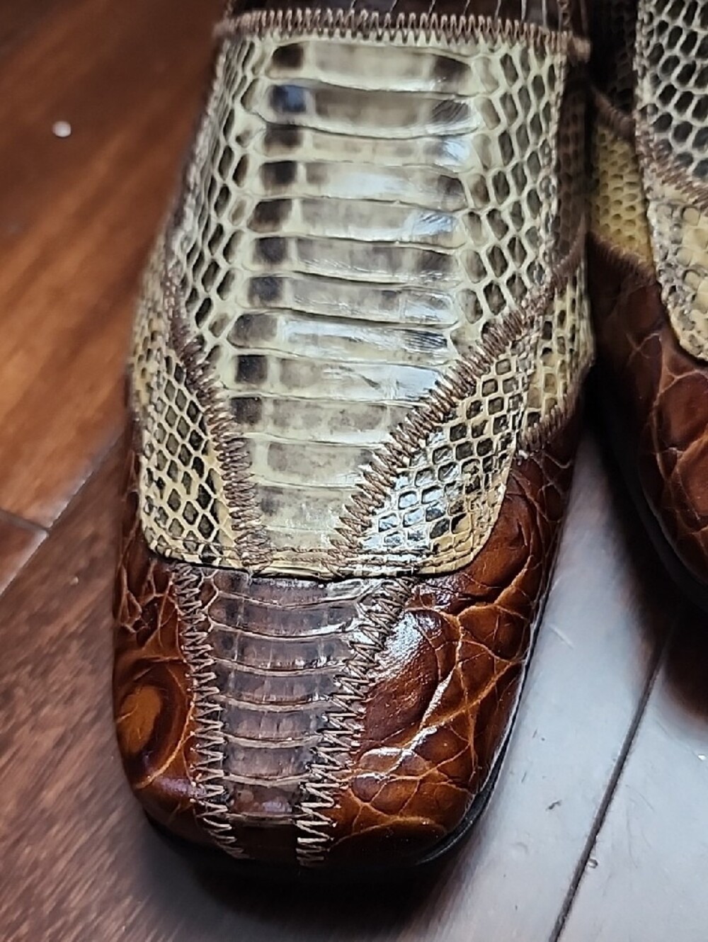 Giorgio Brutini Private Collection Men's Genuine Snakeskin Loafers Brown Size 9M - Picture 3 of 7